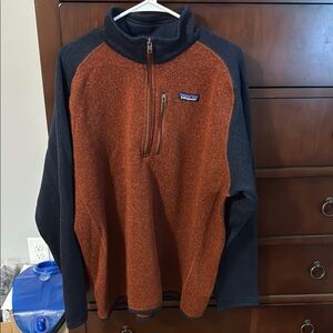 Patagonia Zip Up Sweater Orange and Black